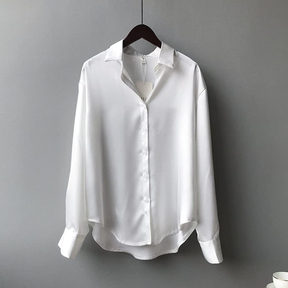 Camisa Informal De Manga Larga, Camisas De Oficina para Mujer, Túnica De Manga Larga para Mujer, Camisa Sexy con Cuello En V Y Botones Blancos Vintage, Blusas Brillantes De Lujo, Blusa De Gran Tamañ