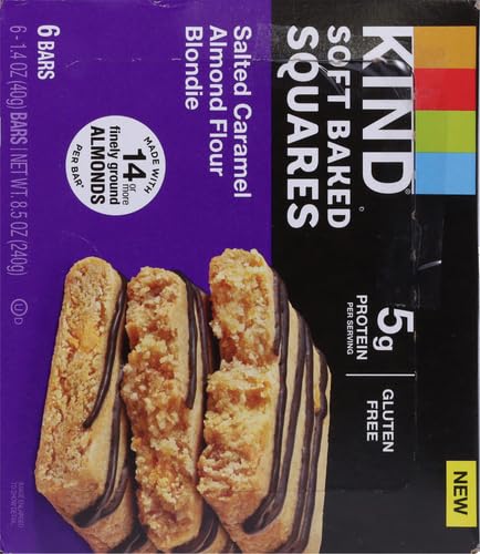 Image of KIND Soft Baked Squares, Salted Caramel Almond Flour Blondie, Healthy Snack Bars, Gluten Free, 5g Protein, 6 Count (Pack of 2)