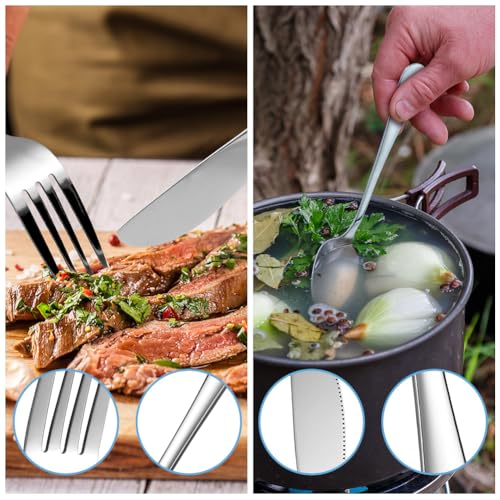 HOTUT Travel Cutlery Set, 3 PCS Cutlery Set including Portable Pouch Case, Reusable, Stainless Steel Flatware - Image 4