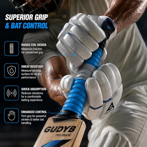 Image of Professional Cricket Bat Handle Coil Grips with Better Shock Absorption | Soft Rubber for Better Swing | Durable, High-Quality Batting Grip for All Cricket Players, Pack of 1 (Yellow)