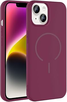 Kilifplus Apple iPhone 13 ile Uyumlu Kılıf Renkli M-Safe Kablosuz Şarj Özellikli Silikon Kapak - Mürdüm