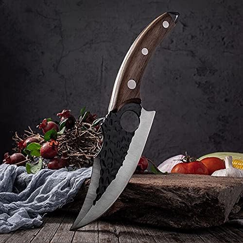 Meat Cleaver, 6 Inch Ring Slaughtering Knife Slaughtering Fish Pig Sheep Pork Cutting Small Cutlass Cutting Meat Evisceration Skinning Knife With Sheath (Color : B)