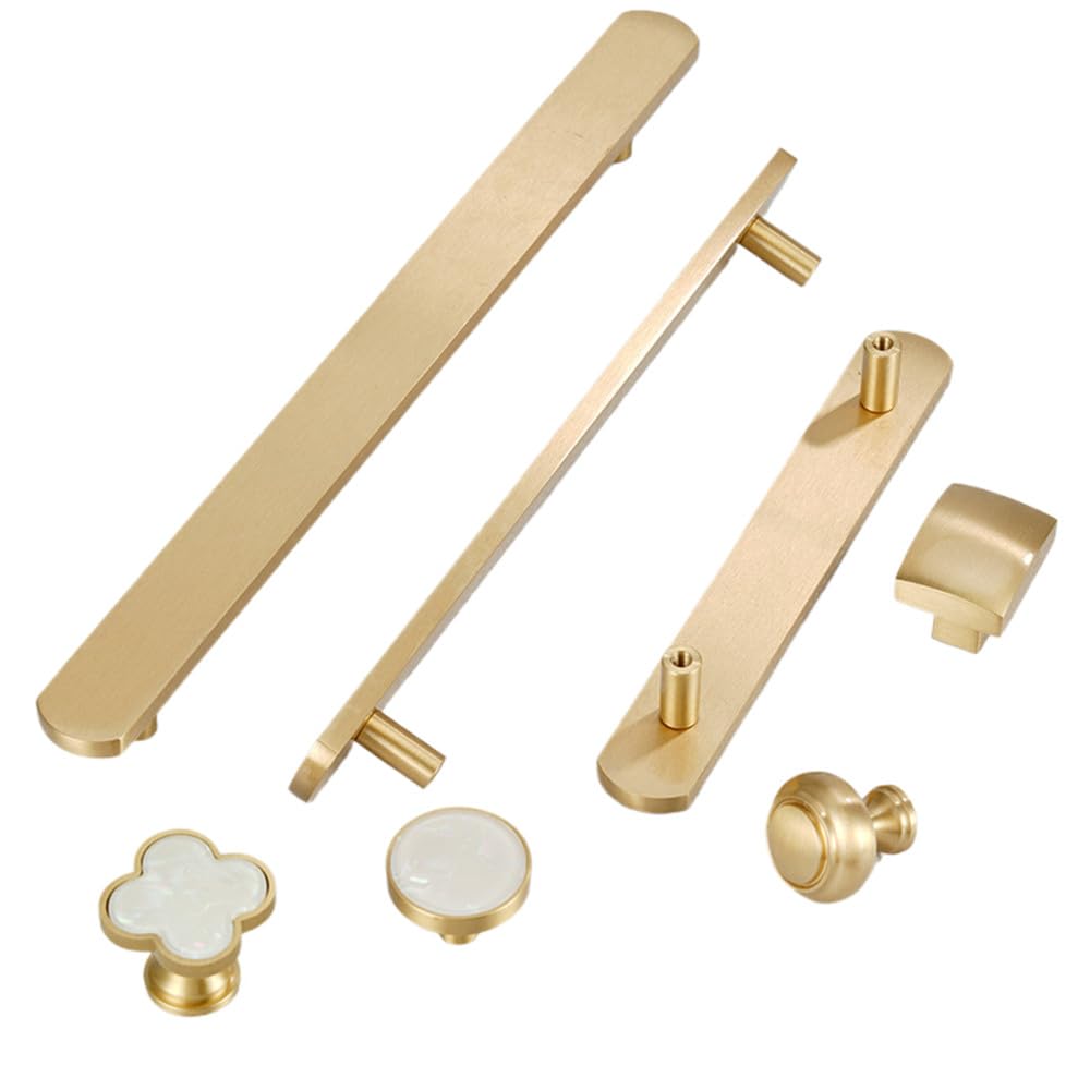 Tiradores de gabinete, manijas largas de latón para Muebles, armarios, cajones, manijas de latón Macizo para Puertas de gabinetes de Cocina, herrajes de 416 mm