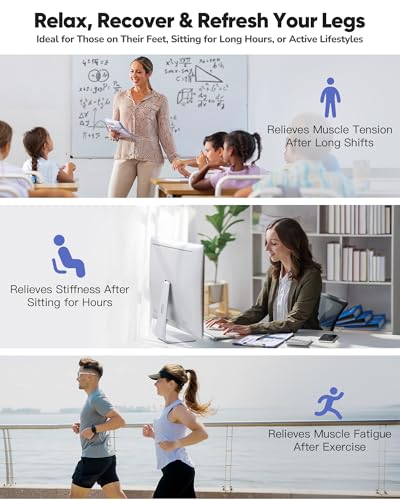 Image of Air Compression Leg Massager with Heat : Foot and Calf Massager for Circulation and Pain Relief - 9 Intensity, 4 Modes, 3 Heating, Vibration, for Sitting /Standing Jobs & Home Use