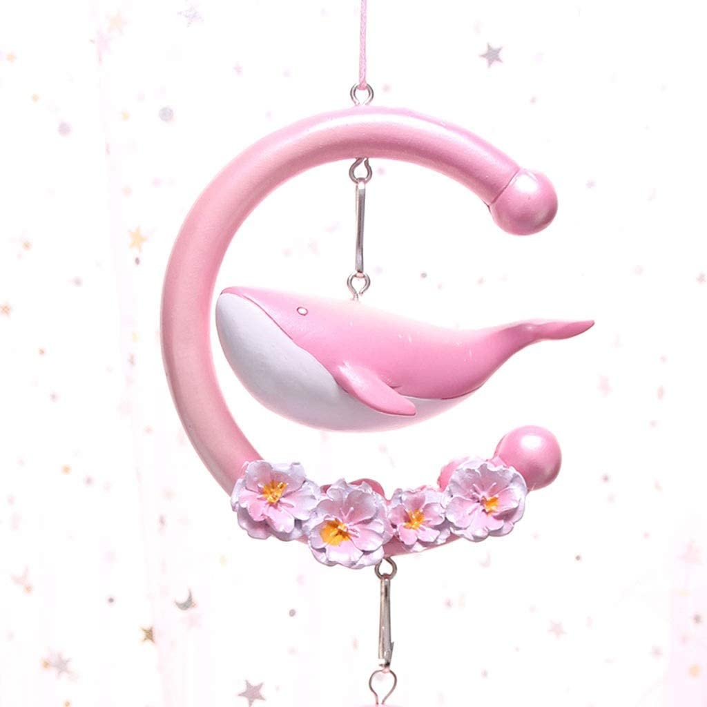 Carillón Viento Campanillas De Viento Creativas para Niñas, Colgante Pequeño Y Fresco para Dormitorio, Decoración Adornos para Balcón Curativos Ballenas Decorativo(Pink)
