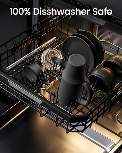 Image of Renoj Insulated Mug 100% Leak Proof Insulated Water Bottle for Iced Coffee & Hot Drinks - Fits Car Cup Holder, Ideal Gift, 2 Straws & Silicone Boot - SnapShift Black 32 oz