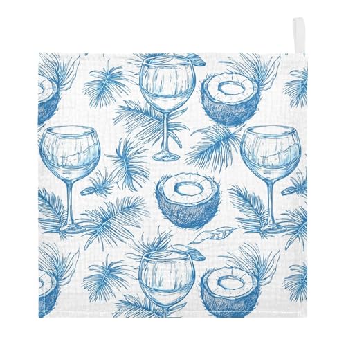 Image of vvfelixl Wine Beach Party Baby Burp Cloths Baby Muslin Washcloths for Boys Girls Cotton Babys Face Towel for Newborn Infants Soft and Absorbent 11.8 X 11.8 in, 5 Pack