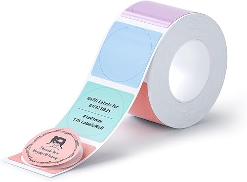 NIIMBOT Etiquetas para impresora de etiquetas B1B21B3S, etiquetas térmicas de 2 x 2 pulgadas (1.969 x 1.969 in), impermeables, a prueba de aceite, 1