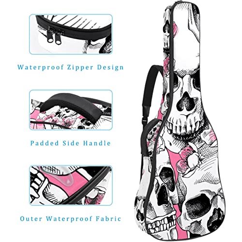 Housse de transport rembourrée pour guitare en tissu Oxford imperméable avec bandoulière réglable Motif crâne et fleurs - Les Beatles, Paul McCartney, John Lennon, RIngo Starr, George Harrison Housse de transport rembourrée pour guitare en tissu Oxford imperméable avec bandoulière réglable Motif crâne et fleurs – Image 5