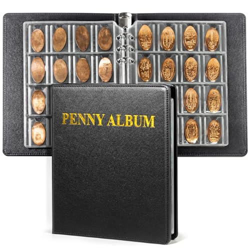 Álbum de monedas negro para colección de peniques y centavos con mangas protectoras 2