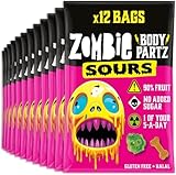 Zombie Sour Fruit Gummies 12er-Pack – Vegane Fruchtgummis ohne Zuckerzusatz | 90 % Frucht |...