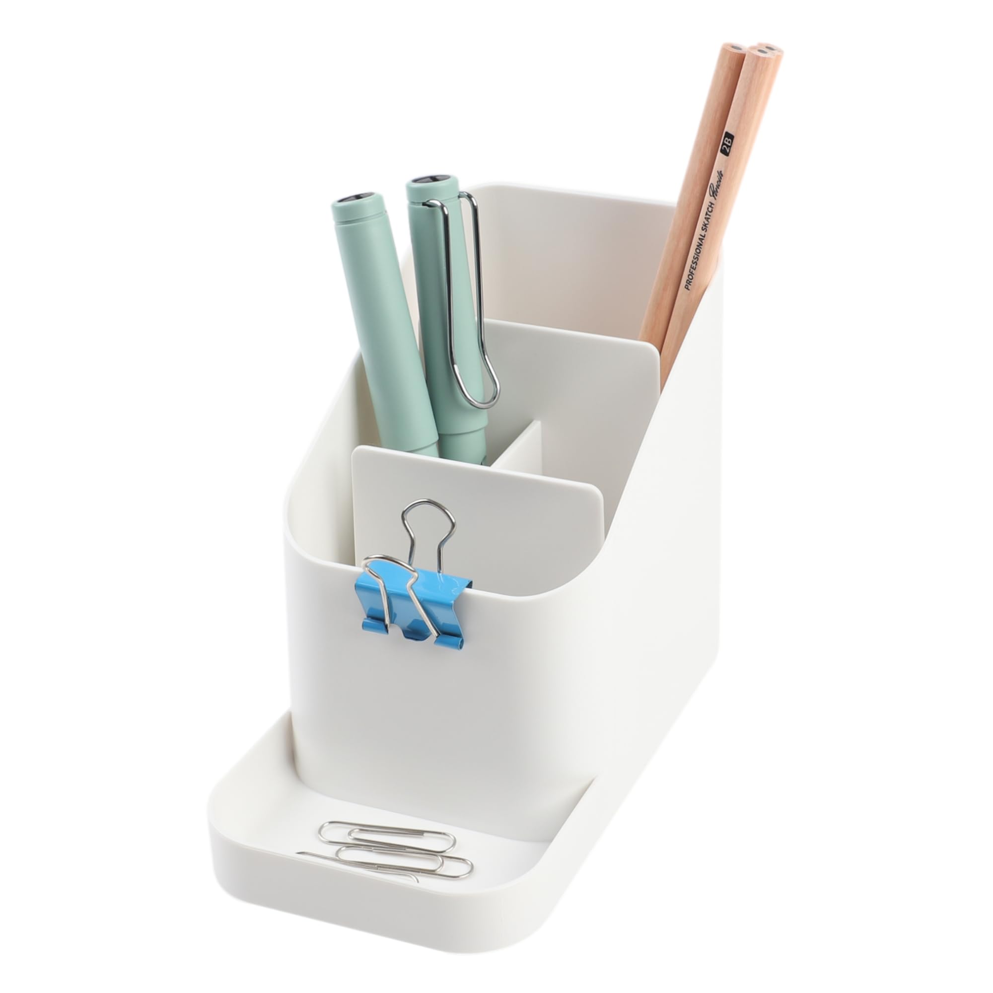 BLUE GINKGO Desk Holder Organizer - Office Organization | Desk Supplies, Pencil Holder, Pen Holder for Desk | Office Desk Accessories (Made in Korea) - White HOLDER WHITE