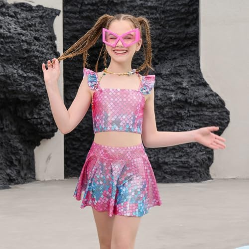 Image of CHILDRENSTAR Girls Tankini Swimsuit with Skirt 3 Pieces Bikini Bathing Suit