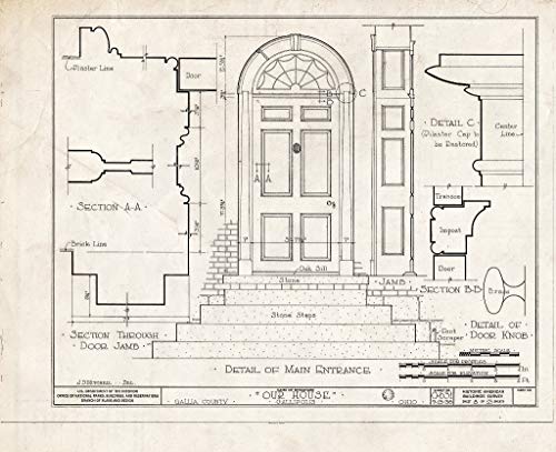 Historic Pictoric : Blueprint HABS Ohio,27-GAL,1- (Sheet 8 of 13) -"Our House, Gallipolis, Gallia County, OH 14in x 11in