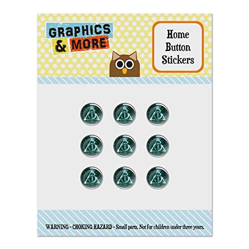 Harry Potter Deathly Hallows Logo Set of 9 Puffy Bubble Home Button Stickers Fit Apple iPod Touch, iPad Air Mini, iPhone 5/5c/5s 6/6s 7/7s Plus