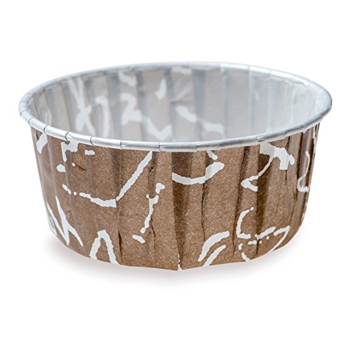Restaurantware Panificio Premium 5-Oz Baking Cups: Large-Pleated Ridge Cups Perfect For Muffins, Cupcakes Or Mini Snacks - Brown Chocolate Wisp Print Design - Disposable & Recyclable - 200-Ct #TOP1