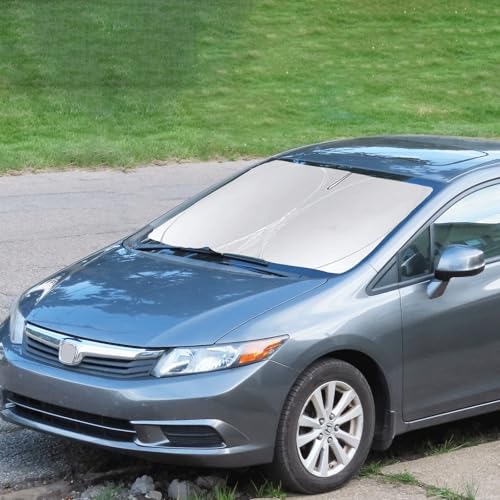 Custom Fit Civic Windshield Sunshade for 2012 2013 2014 2015 Honda Civic Accessories Front Window Shades Cover for Windshield Sun Visor Screen Protector 210T Reflective Blocks UV Rays Heat Keep Cool