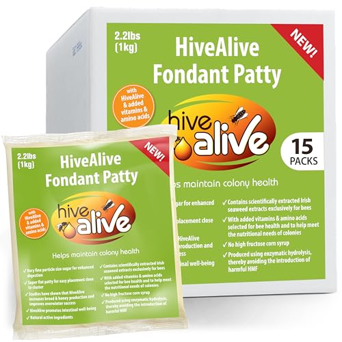 HIVE ALIVE Fondant Bee Food Supplement Easy to Use Feed Enhancer Prevents Starvation During Overwintering Only Fondant Proven to Increase Bee Gut Health and Boost Production-15Pack