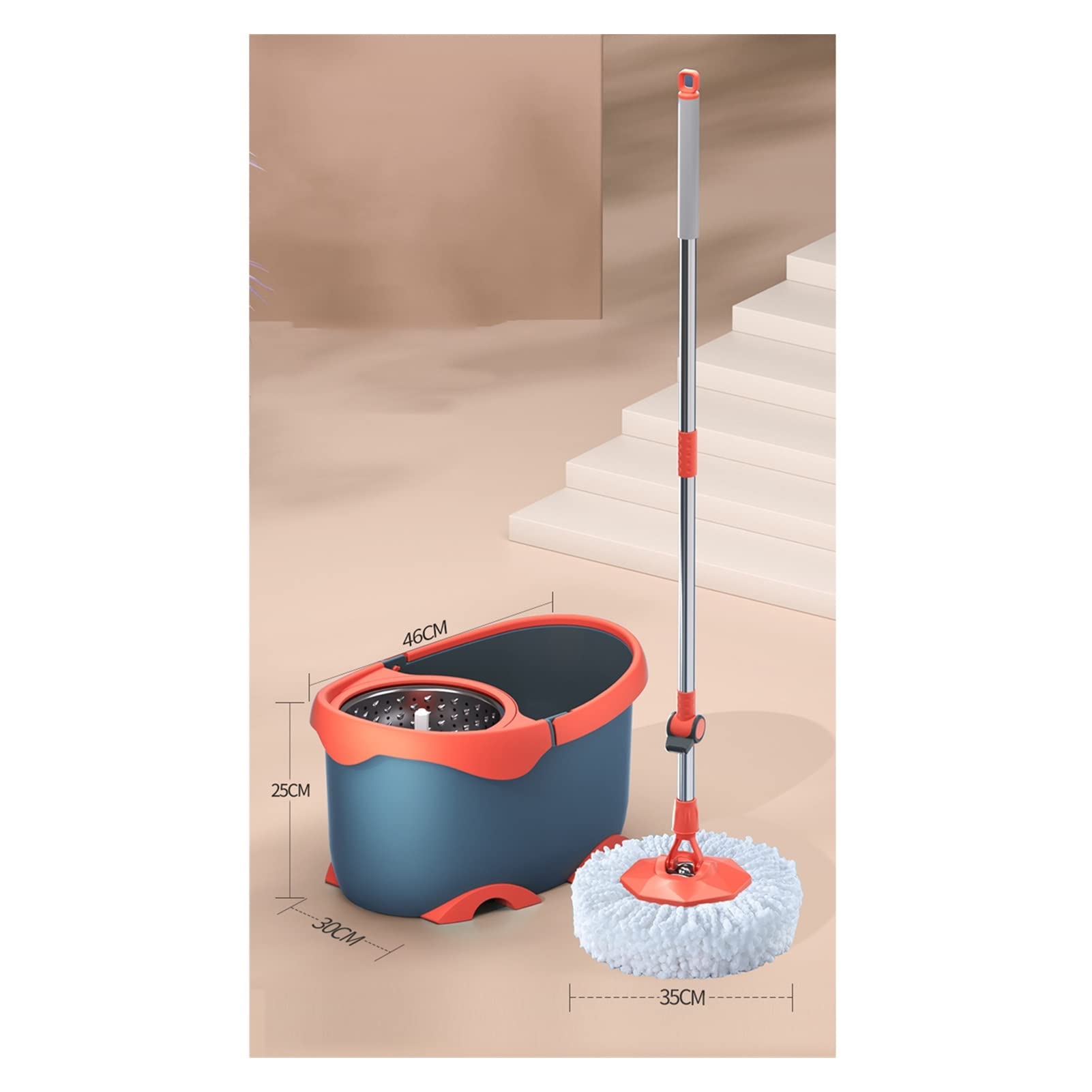 Mocio Lavapavimenti Rotante MICROFIRATORE SPIN A MOP & BENKET PIANY Sistema di pulizia del pavimento asciutto e wetfree Lavaggio a mano con 2 teste MOPS Set Mocio Lavapavimenti e Secchio