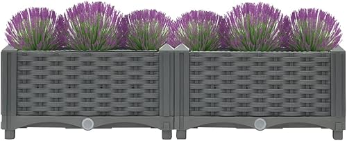 Miniatura 32 de Cama elevada, cama de jardín, maceta rectangular, jardinera de jardín, camas de jardín elevadas al aire libre, maceta de jardín de hierbas al aire