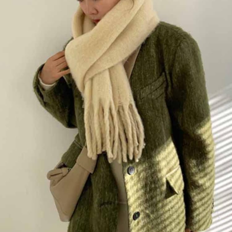 MININAI Women Chunky Scarf, Soft Warm Winter Scarf for Cold Weather, Christmas Blanket Scarves Pashmina Shawl Wrap - Image 3