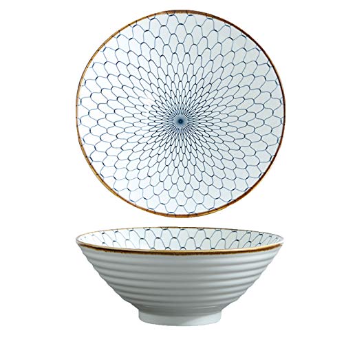 Cuenco grande de cerámica para ramen de 9 pulgadas, cuenco de sopa de fideos retro de 1500 ml para ramen, Udon, Soba, Pho, perfecto para fideos asiáticos, duradero y elegante esencial para comer.