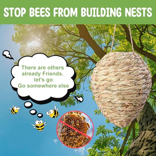 DECOHS Pacote com 2 chamarizes de ninho de vespa de palheta tecida, 24 x 19 cm, decoração de ninhos