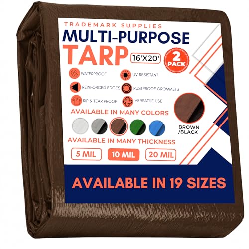 Large Waterproof Tarp 16' x 20' (2 Pack) Heavy Duty Poly Tarpaulin