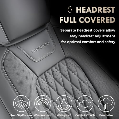 Image of Coverado Leather Rear Seat Covers Fit for Ford F150 F250 F350 F450, Waterproof Ford Truck Rear Seat Covers Fit for 2015-2026 F150 & 2017-2026 F250 F350 F450 (Gray)