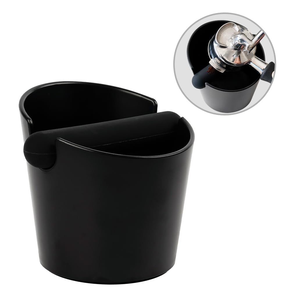 watchget Coffee Knock Box - 4.8 Inch Shock-Absorbent Barista Style Espresso Dump Bin with Removable Knock Bar and Non-Slip Base, Durable Coffee Bin for Home and Cafe