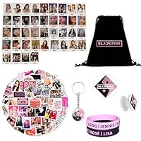 Tulufanskrr Blackpink Geschenk-Set, Fanartikel, Fans Geschenk für Blink, Blackpink Merch Kpop Blackpink Merchandise Blackpink Rucksack, Schlüsselbund LOMO-Karte Silikonarmbänder