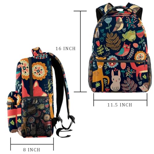 Sac à dos animaux de la forêt multicolore 40cm pour école et loisirs