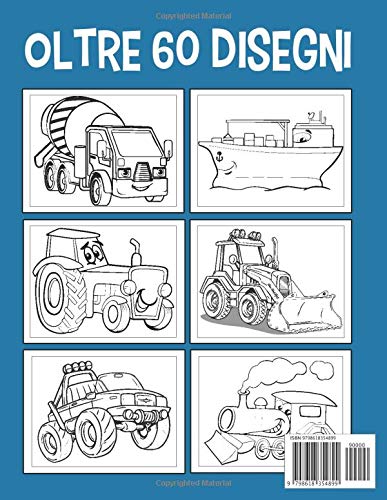 Camion aereo auto treno barca Libro da Colorare 60 Disegni veicoli trasporto bambini 2-4 4-8 anni