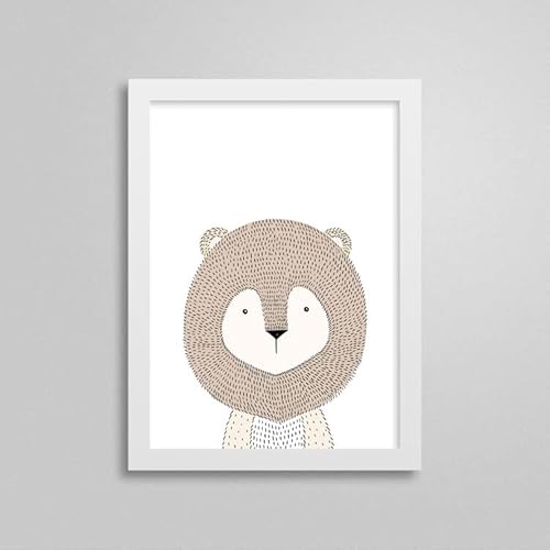 Quadro para quarto de bebê - Urso, Girafa, Coelho, Leão, Raposa e Tigre (18x24cm)