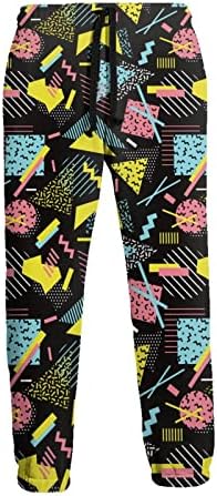 80s 90s Costumes Pants for Men Retro Outfits Jogger Sweatpants Vintage Funny Sports Trousers Casual Workout Pants with Elastic Waist (Small, 80s)