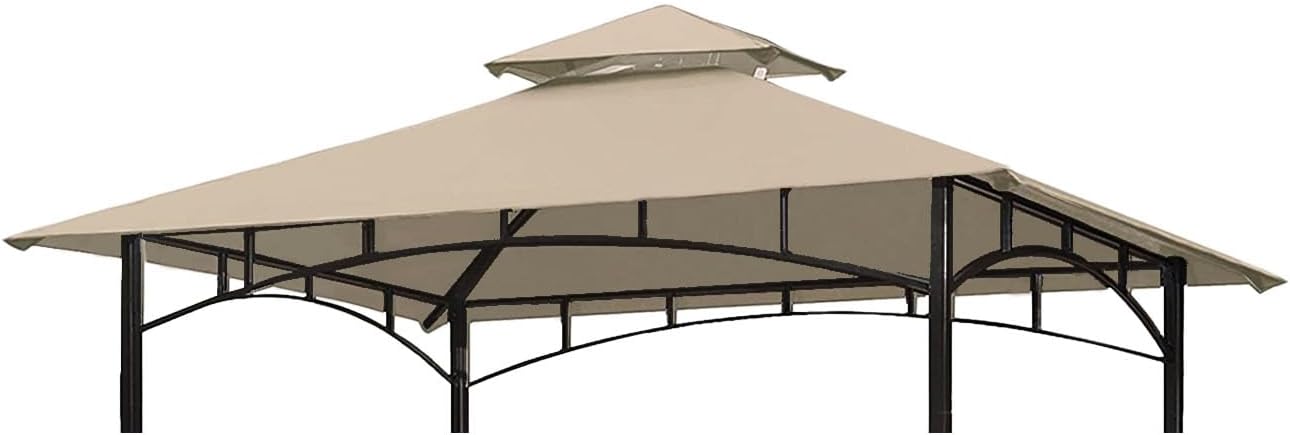 Ontheway 5FT x 8FT Double Tiered Replacement Canopy Grill BBQ Gazebo Roof Top, for Gazebo Model L-GZ238PST-11 Only