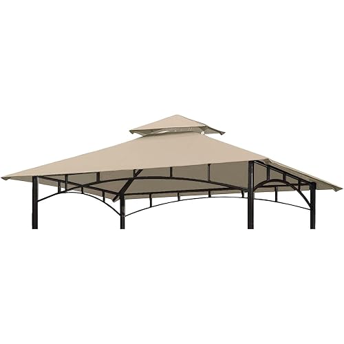 ONTHEWAY 5FT x 8FT Double Tiered Replacement Canopy Grill BBQ Gazebo Roof Top, for Gazebo Model L-GZ238PST-11 Only