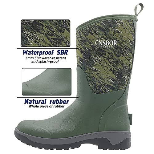 CNSBOR Men's Rain Boots - Waterproof Rubber Insulated Boots for Fishing, Agriculture & Industrial Working3