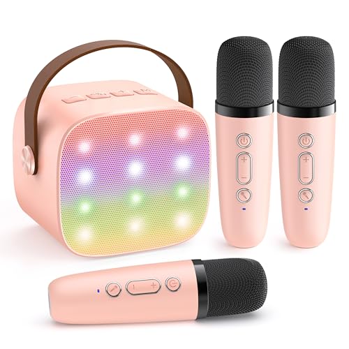 YLL Upgraded Mini Karaoke Machine with 3 Wireless Microphones Toy for Kids, 2026 Top Birthday Gifts for Girls Boys, Portable MP3 Player for Ages 3, 4, 5, 6, 7, 8, 9, 10, 11, 12+ Year Old Party (P-Ink)
