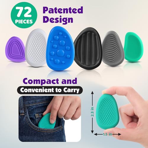 Fidget Toys Bulk for Adults: 72 Pack Sensory Worry Stones - Hard Textured Calming Stones for Stress Relief - Bulk Classroom Prizes Autism ADHD Tools - Quiet Sensory Fidget Gifts for Adults Teens - Image 4