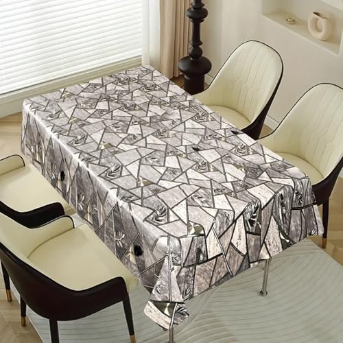 Image of Dakshya Industries PVC Waterproof Withoutlace Dining Table Cover (Size - 54X78 Inch) Rectangle 6 Seater Heat Rasistant, Tiger A2