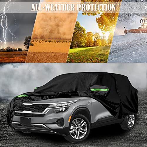 Image of Waterproof Car Cover Replace for 2020-2025 Kia Seltos, 6 Layers All Weather Car Cover with Zipper Door & Windproof Bands for Snow Rain Dust Hail Protection (Seltos)