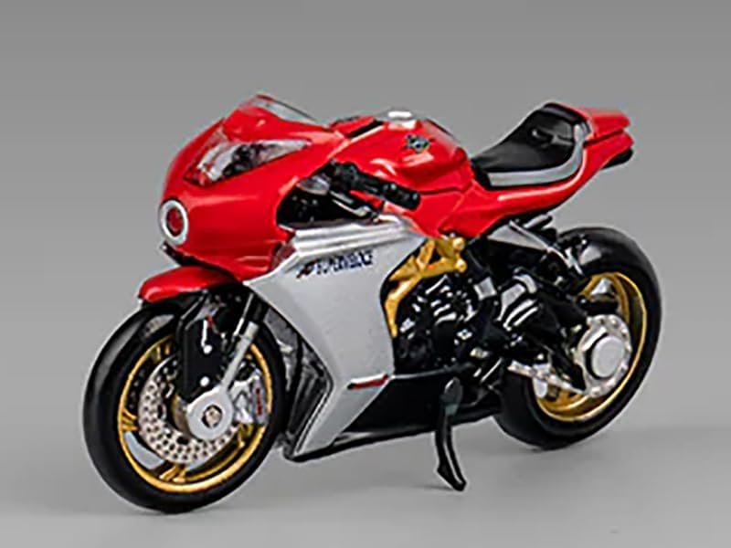 MV Super Veloce 800 Motorcycle Red and Silver with Figure 1/64 Diecast Model by CM Models CM64-SV800-01