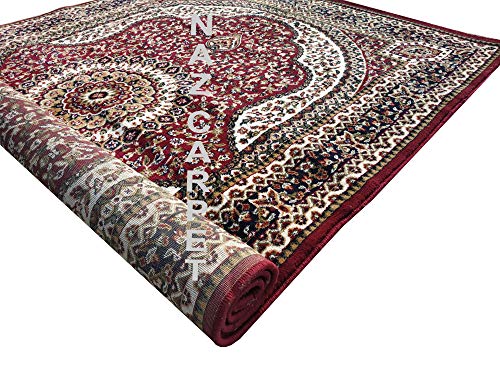 Image of Kashmiri Traditional Woollen Carpet with Advanced 1 Inch Thickness & Classical Look 180x275cm (6x9 Feet) Color Maroon