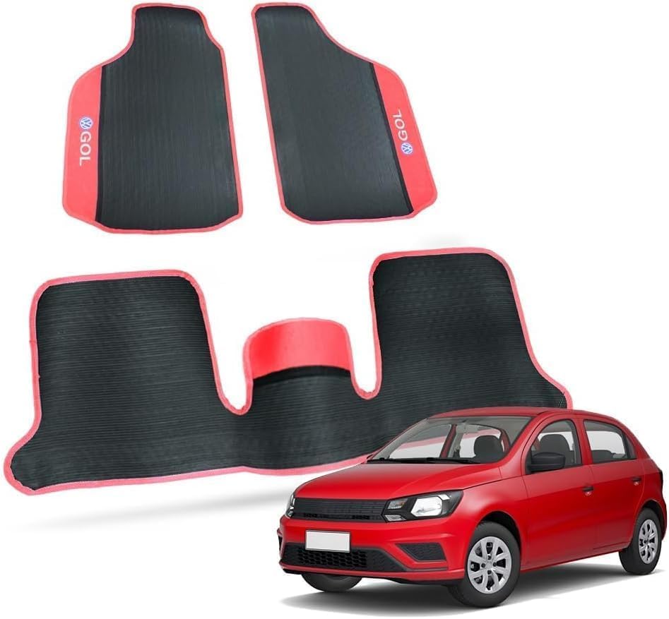 Tapete Automotivo Gol G8 G7 G6 G5 G4 G3 G2 G1 Borracha 3 Peças Detalhe em Carpete