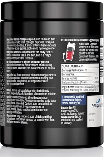 Pure Marine Collagen Powder - 5000mg - Hydrolyzed Collagen Peptides Type 1 - Supplements for Women and Men, for Hair, Skin and Nails - Unflavored, 300g, 60 Servings