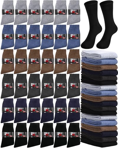 Toulite 60 Pairs Men Thermal Winter Socks Bulk Warm Thick Cozy Boot Socks for Winter Hiking Men Women Homeless Care