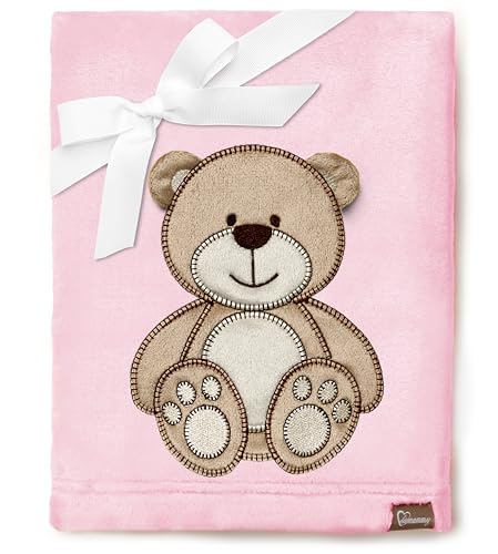 Be Mammy Coperta calda per bambini con peluche regalo per bambino con motivi 3D (Rosa Cipria - Orso)