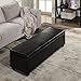 BELLEZE Storage Faux Leather Ottoman, 47 Inch Bench Bedroom Bench with Safety Close Hinge, Extra Long Ottoman with Storage for Living Room, Entryway, Hallway, Foot Rest, Support 300lbs - Black