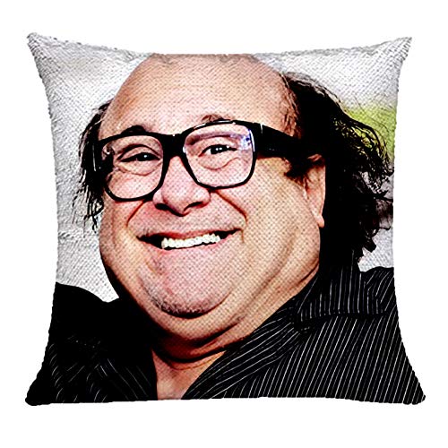 K T One Funny Diy Sequin Pillows Cover Face Magic Reversible Throw Pillow Cover Decorative Change Color Pillowcase 16X16 (Gold) (Danny Black 3) #TOP3